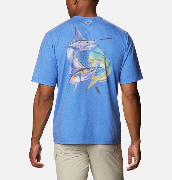 Columbia PFG Carey Chen T-Shirt Blue For Men's NZ62159 New Zealand